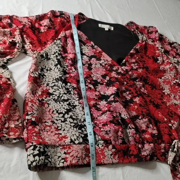 June & Hudson Red print cropped blouse Top Size XL - Picture 4 of 9